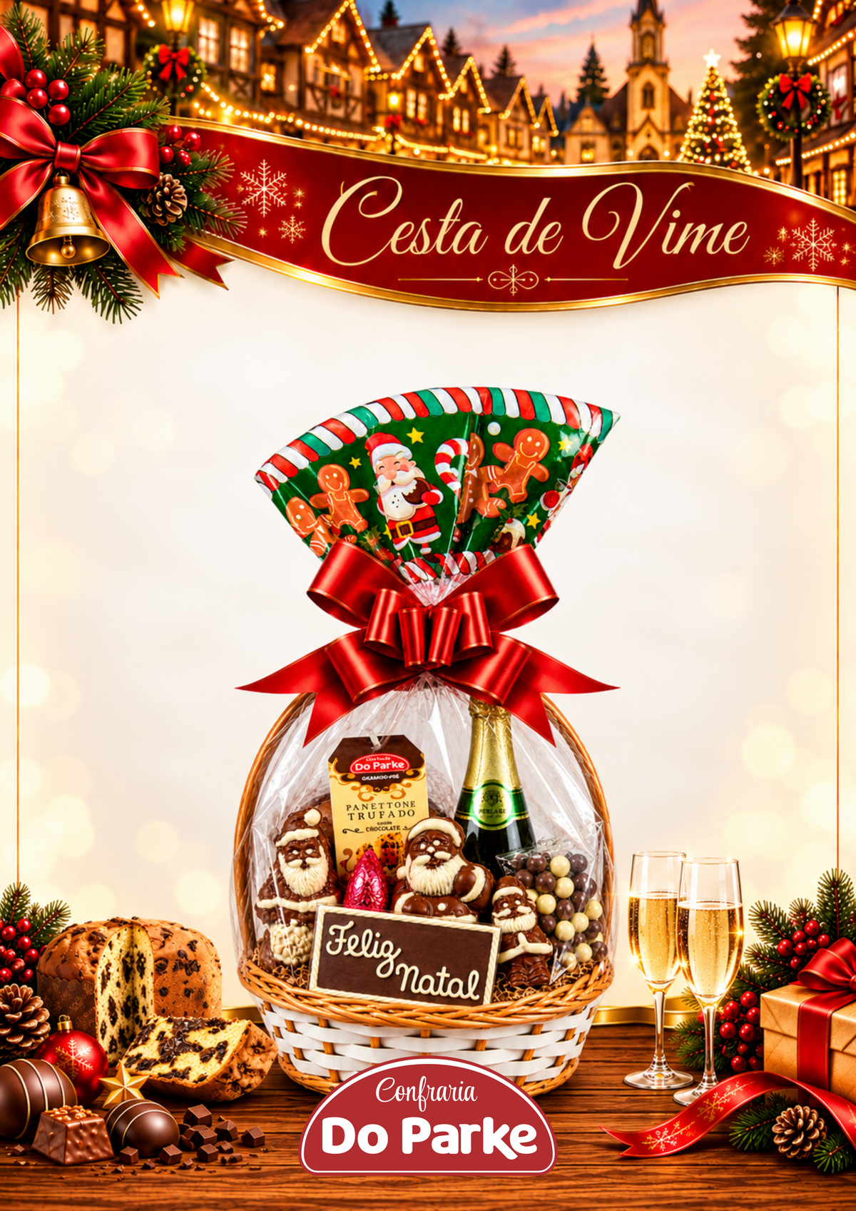 Cesta de Vime Natal 810g