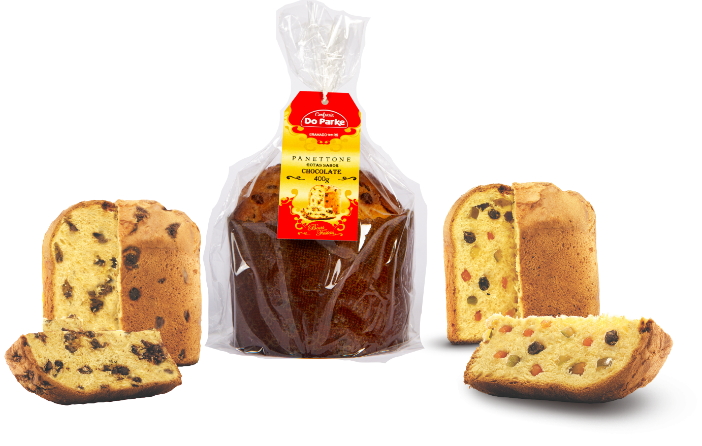 Panettone Simples 400g Gotas de Chocolate ou Frutas Cristalizadas