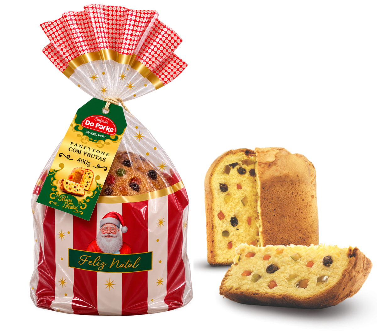 Panettone Simples 400g Gotas de Chocolate ou Frutas Cristalizadas